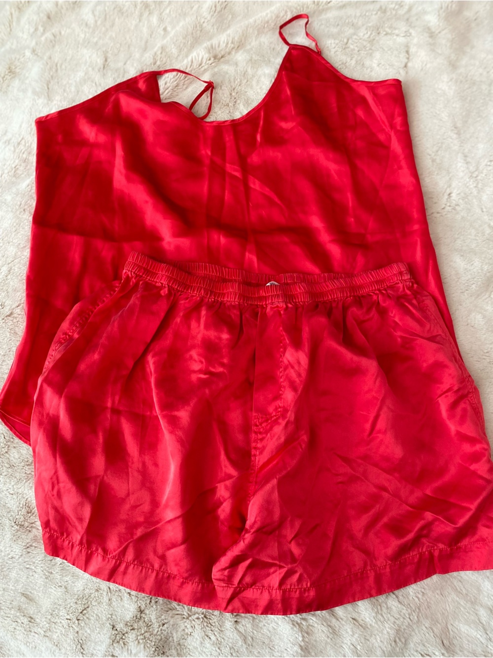 Fishers Finery 100% Mulberry silk cami and boxer short pajama set